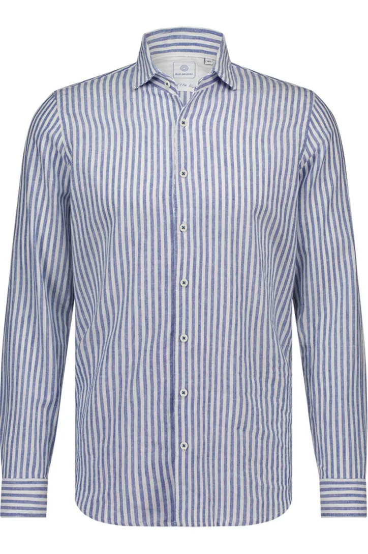 casual overhemd Blue industry blauw gestreept