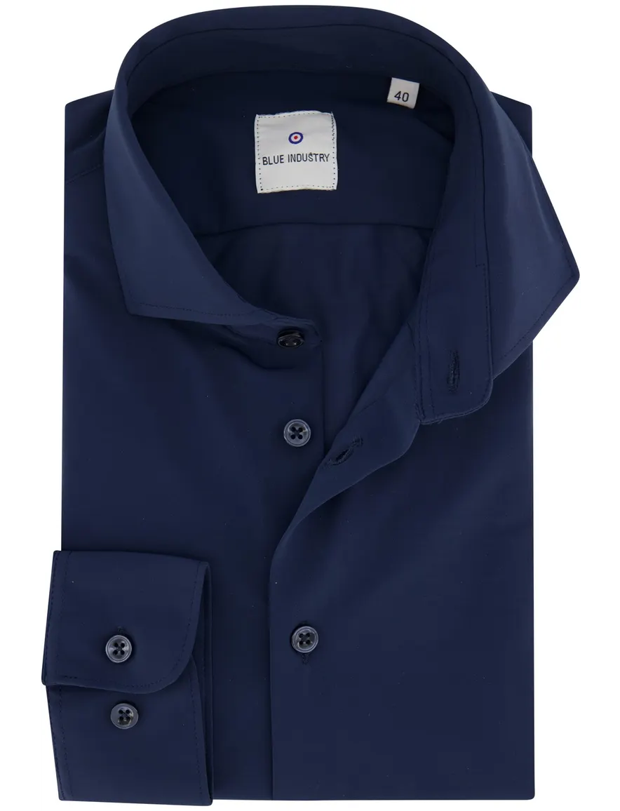 Blue Industry overhemd slim fit donkerblauw 24/7 stretch