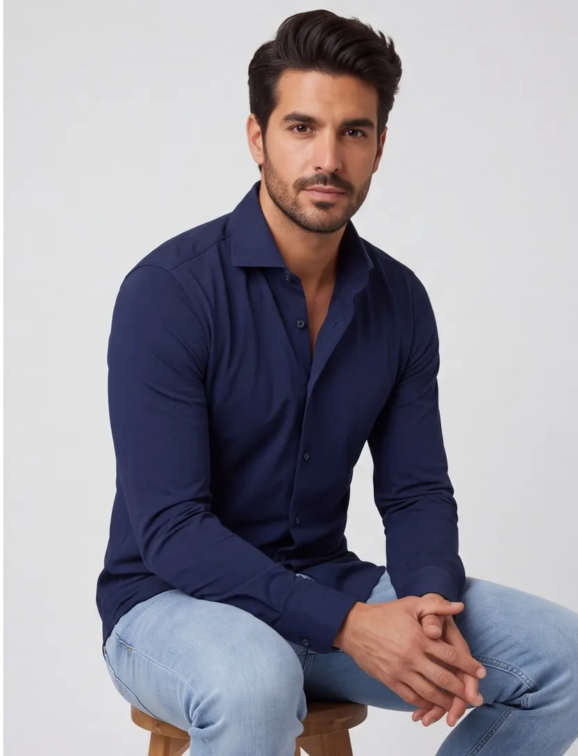 Blue Industry 24/7 stretch donkerblauw overhemd slim fit