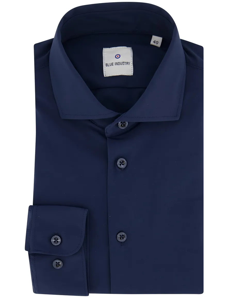 Blue Industry overhemd slim fit donkerblauw 24/7 stretch