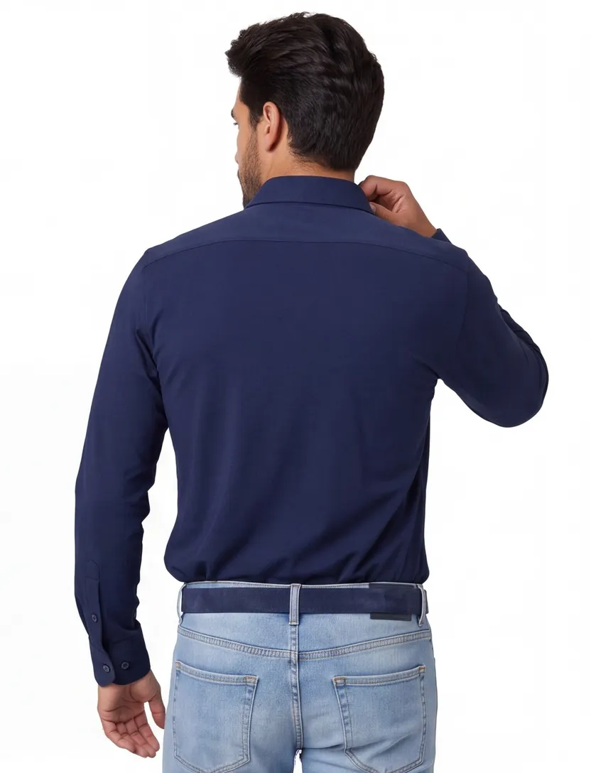 Blue Industry 24/7 stretch donkerblauw overhemd slim fit