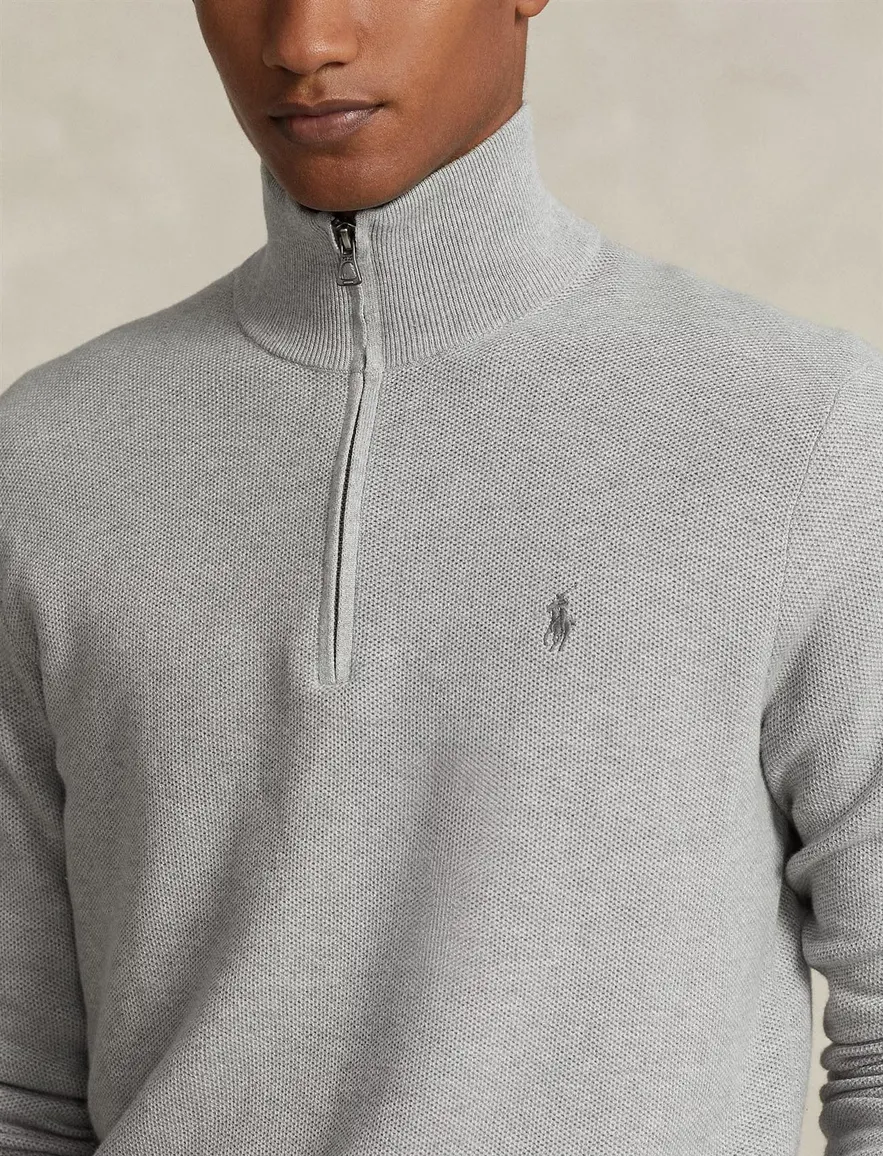 Polo Ralph Lauren half zip trui grijs katoen normale fit