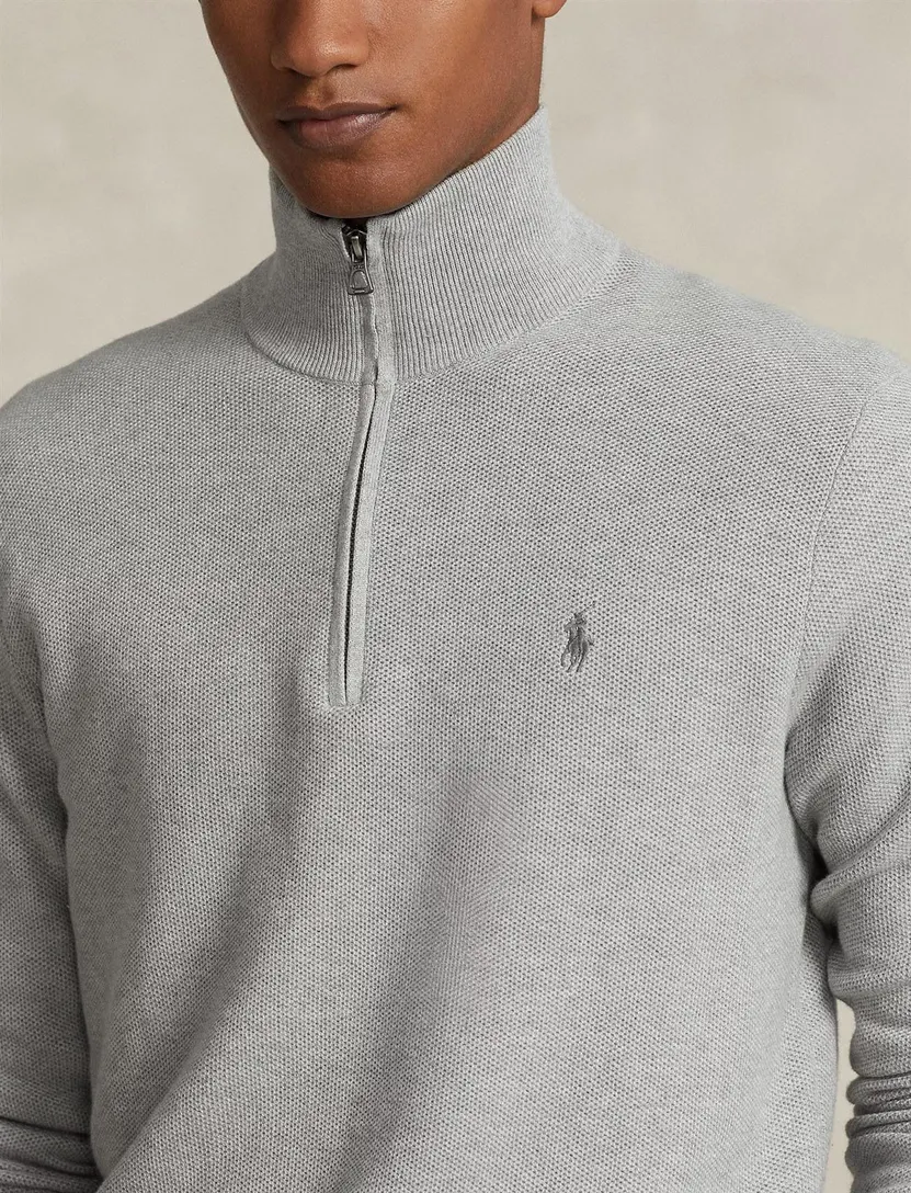 Polo Ralph Lauren katoenen trui half zip grijs normale fit