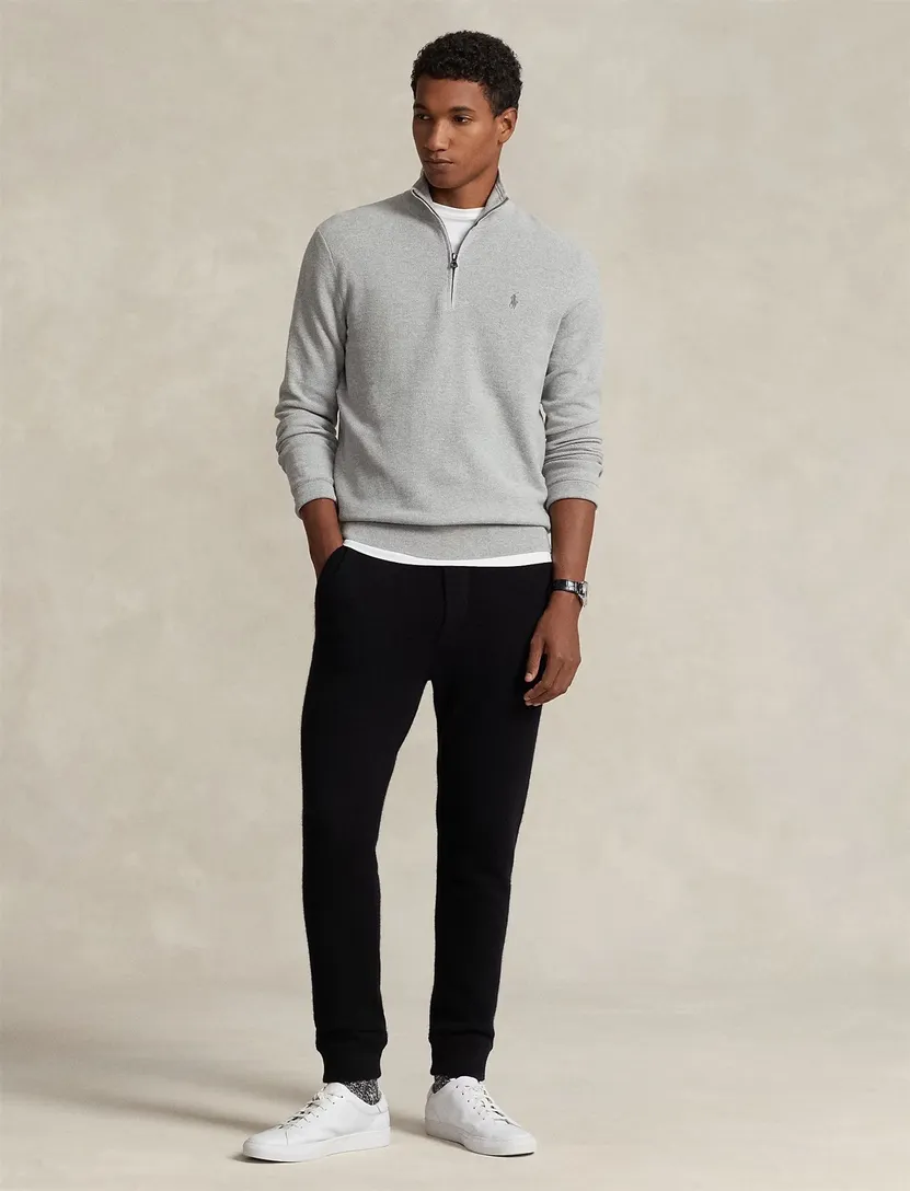 Polo Ralph Lauren katoenen trui half zip grijs normale fit