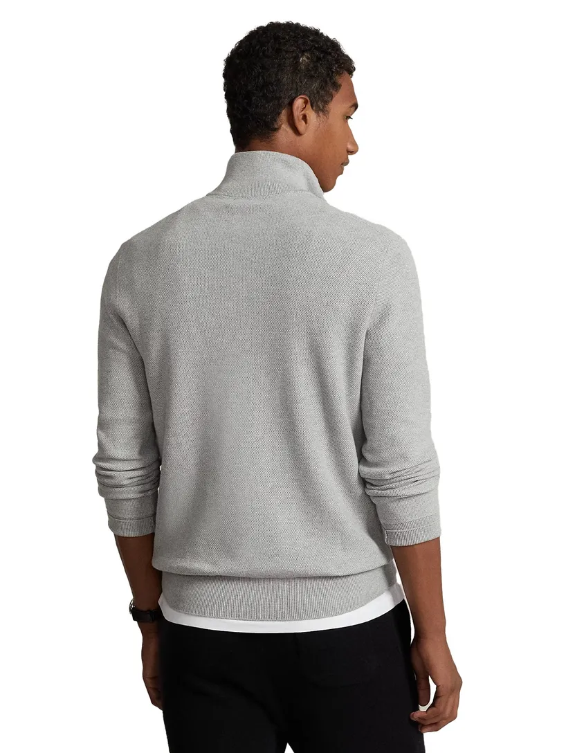 Polo Ralph Lauren katoenen trui half zip grijs normale fit