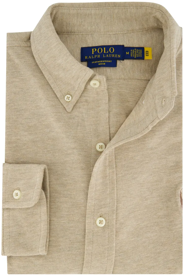 Polo Ralph Lauren overhemd beige gemêleerd normale fit katoen