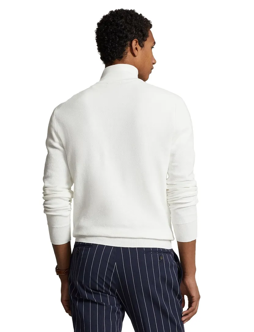 Katoenen Polo Ralph Lauren half zip trui wit
