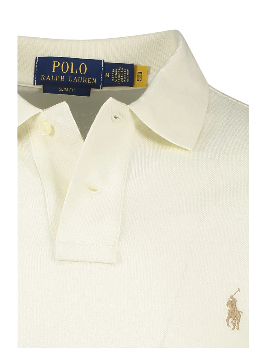 Polo Ralph Lauren polo slim fit ecru katoen 2-knoops
