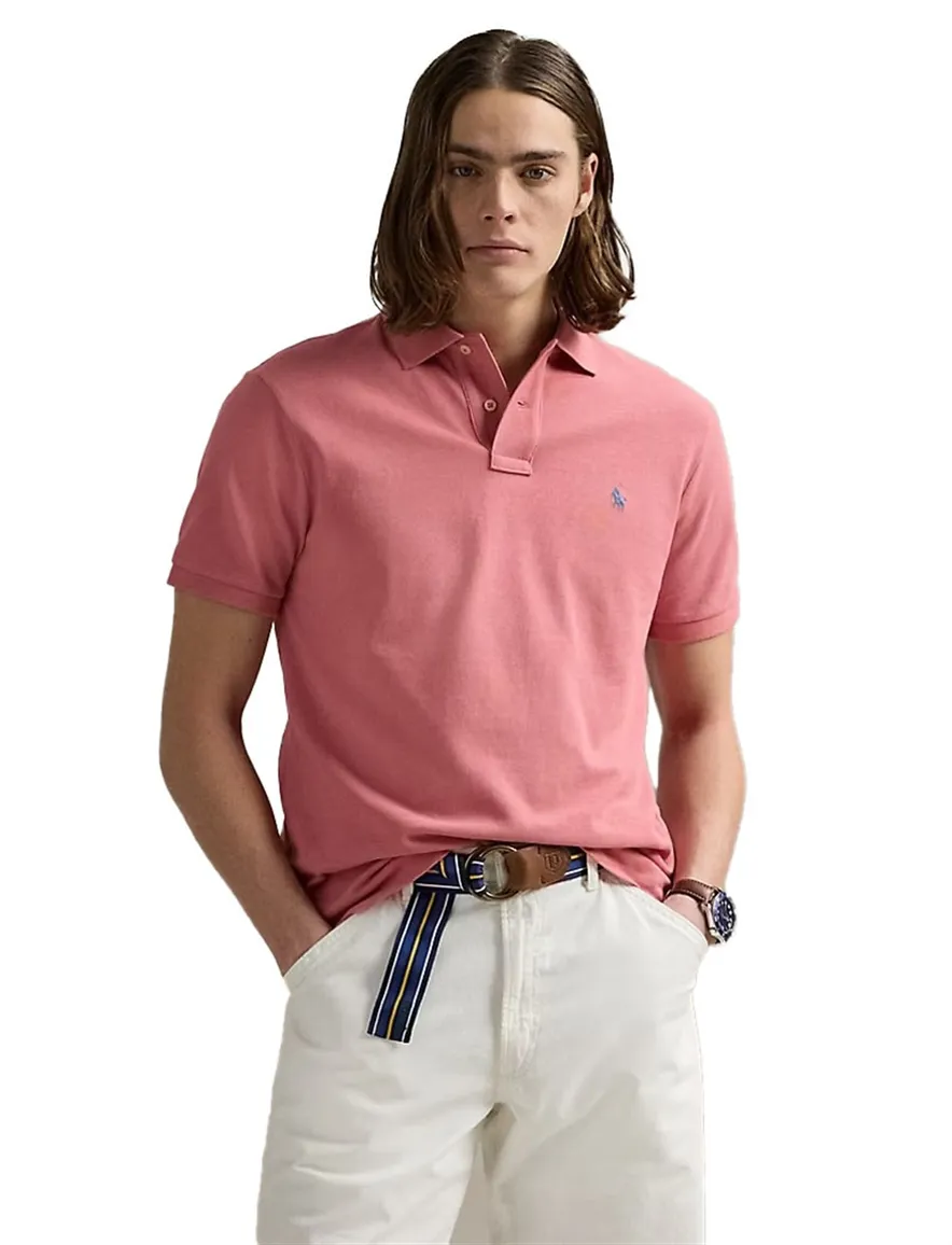 Katoenen Polo Ralph Lauren polo roze slim fit