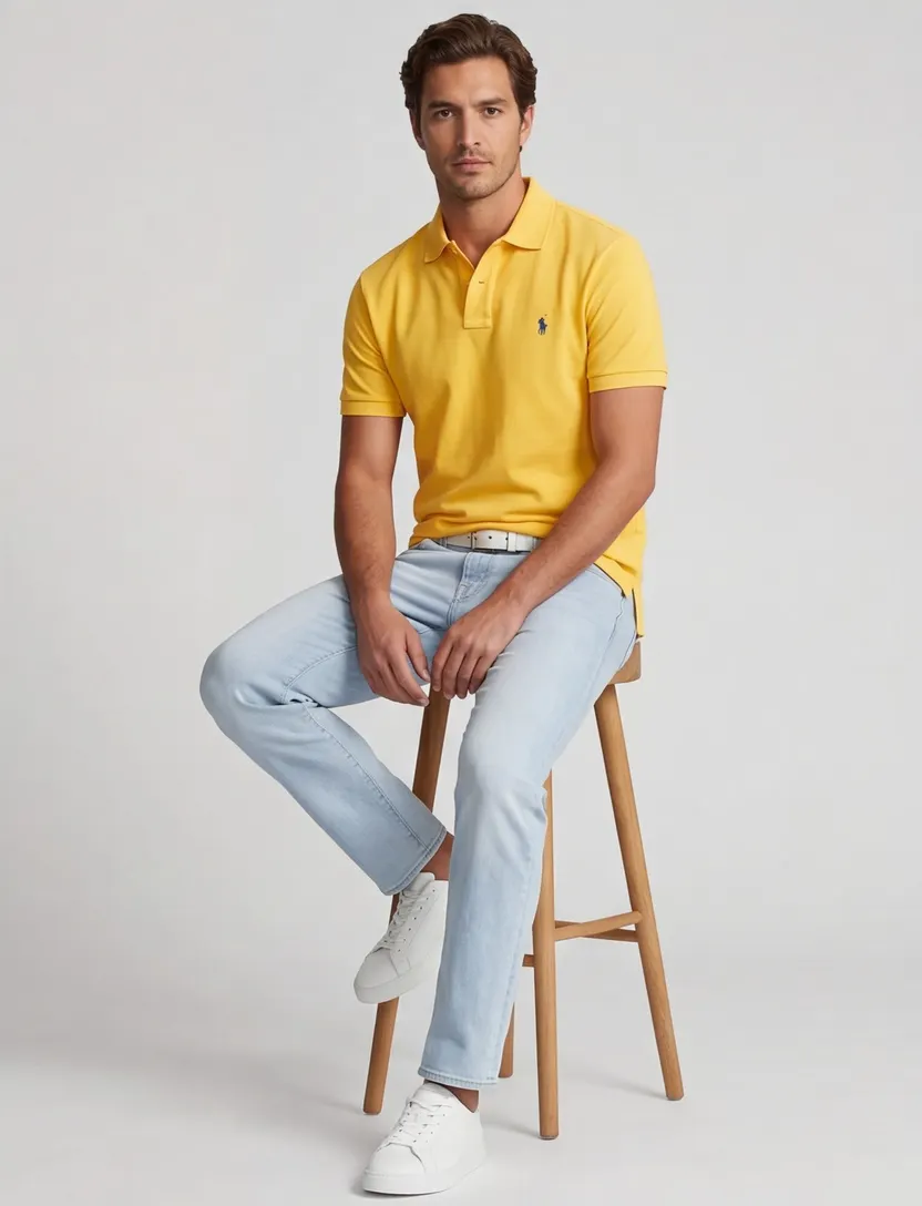 Slim fit geel Polo Ralph Lauren polo 2-knoops katoen