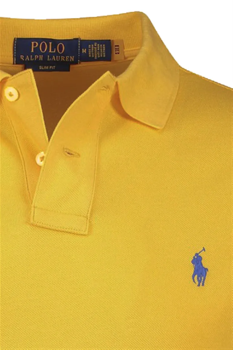 Polo Ralph Lauren katoenen polo slim fit geel 2-knoops