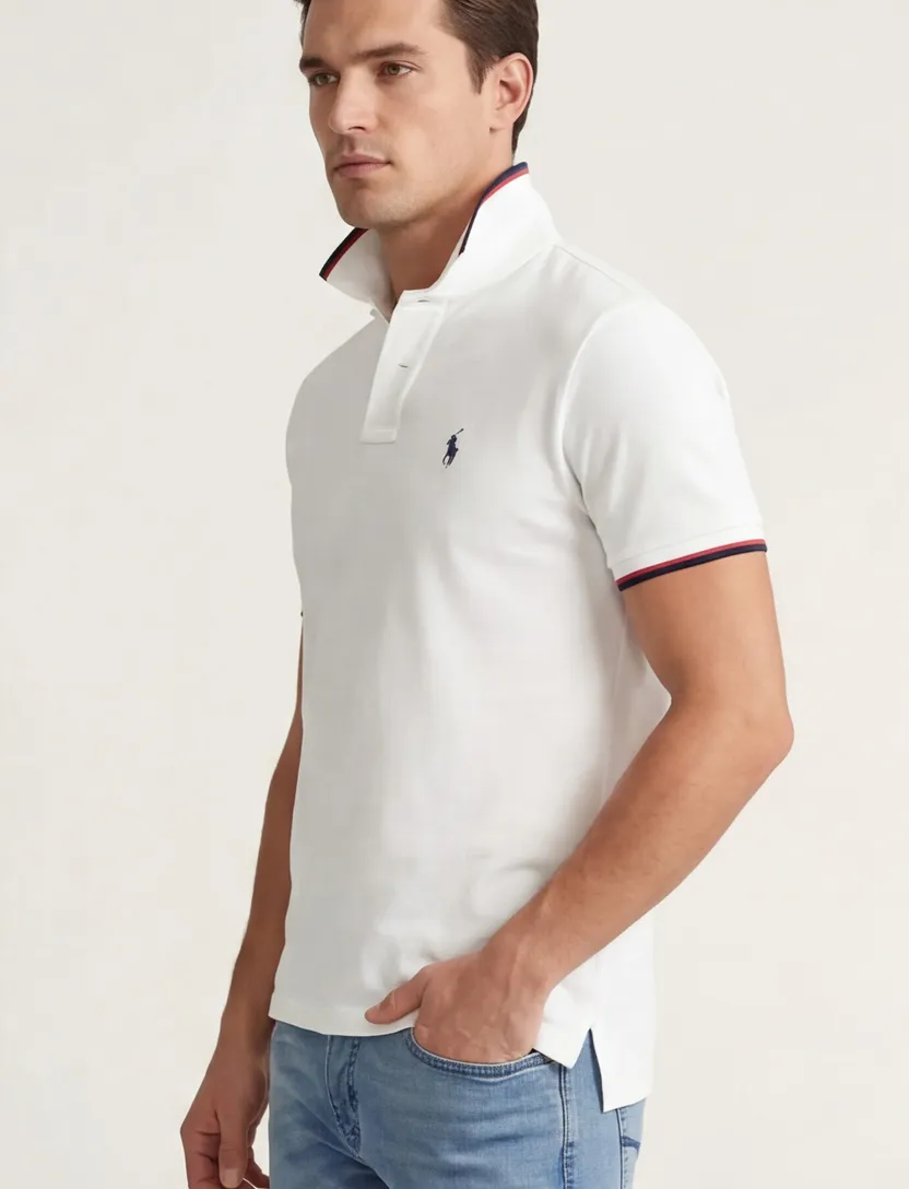 Polo Ralph Lauren polo slim fit wit effen katoen korte mouwen