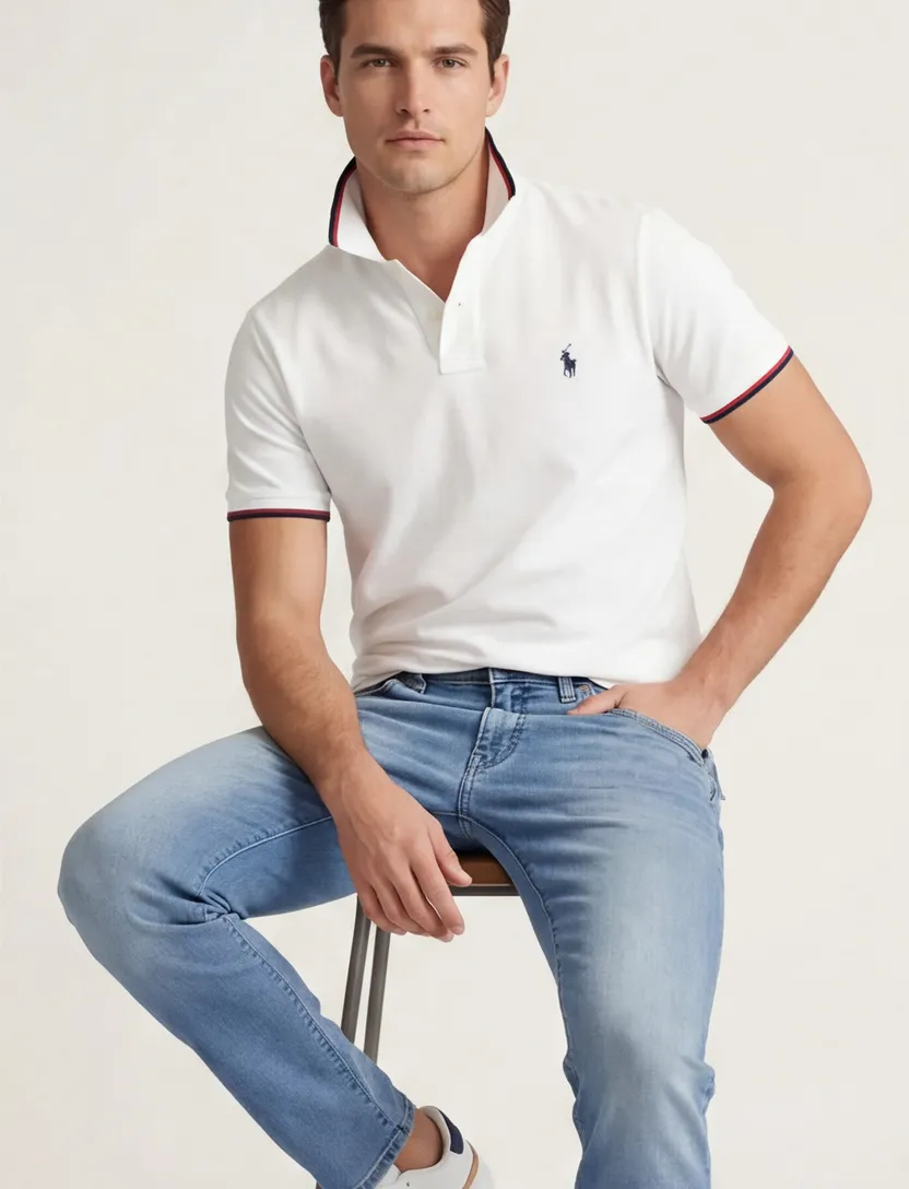 Polo Ralph Lauren polo slim fit wit effen katoen korte mouwen