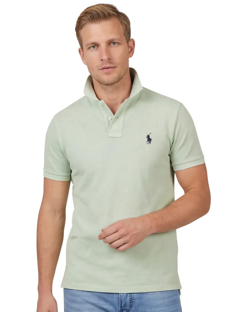 katoenen Polo Ralph Lauren polo groen effen wijde fit