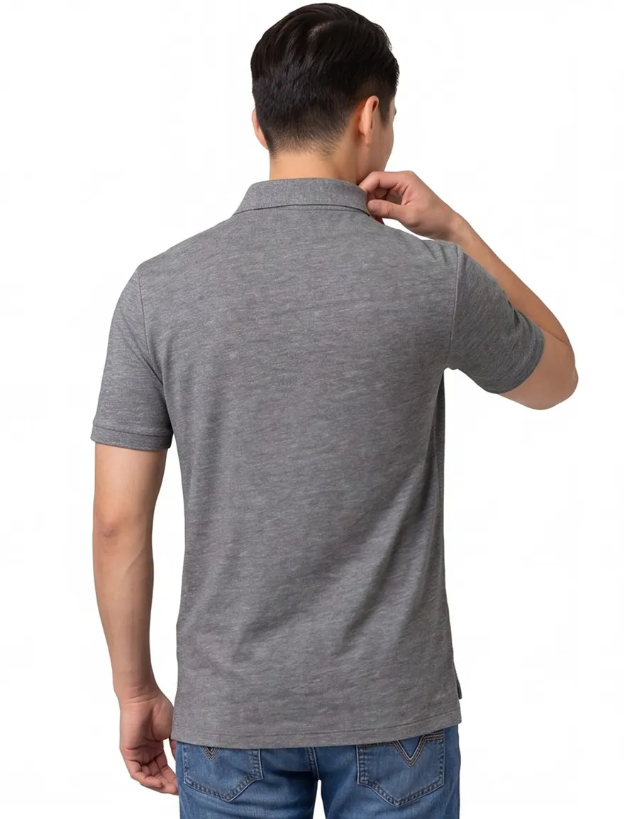 Grijs gemêleerd Polo Ralph Lauren polo katoen classic fit 3-knoops