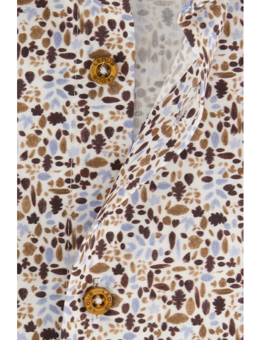 Ledub overhemd bruin geprint modern fit