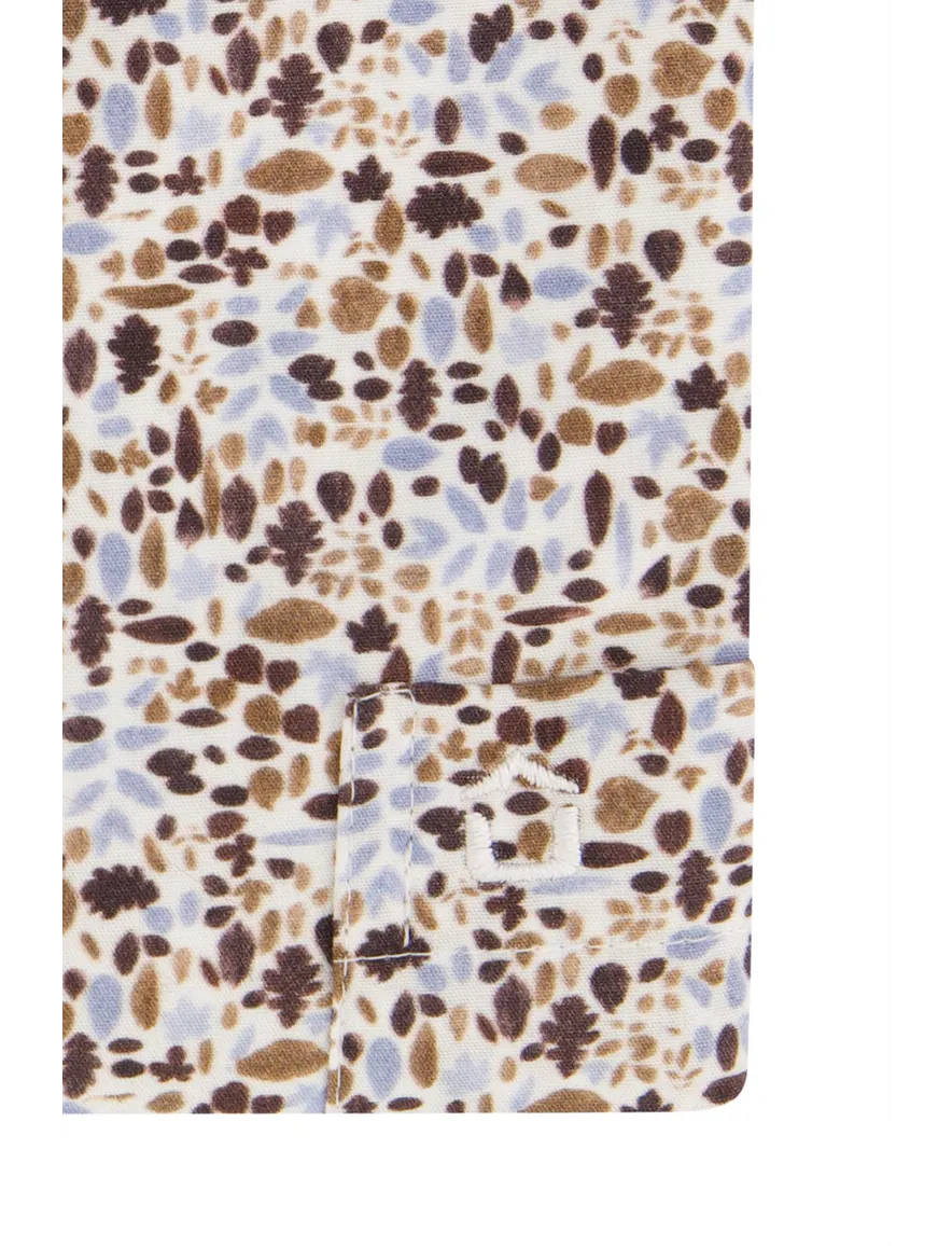Ledub overhemd bruin geprint modern fit