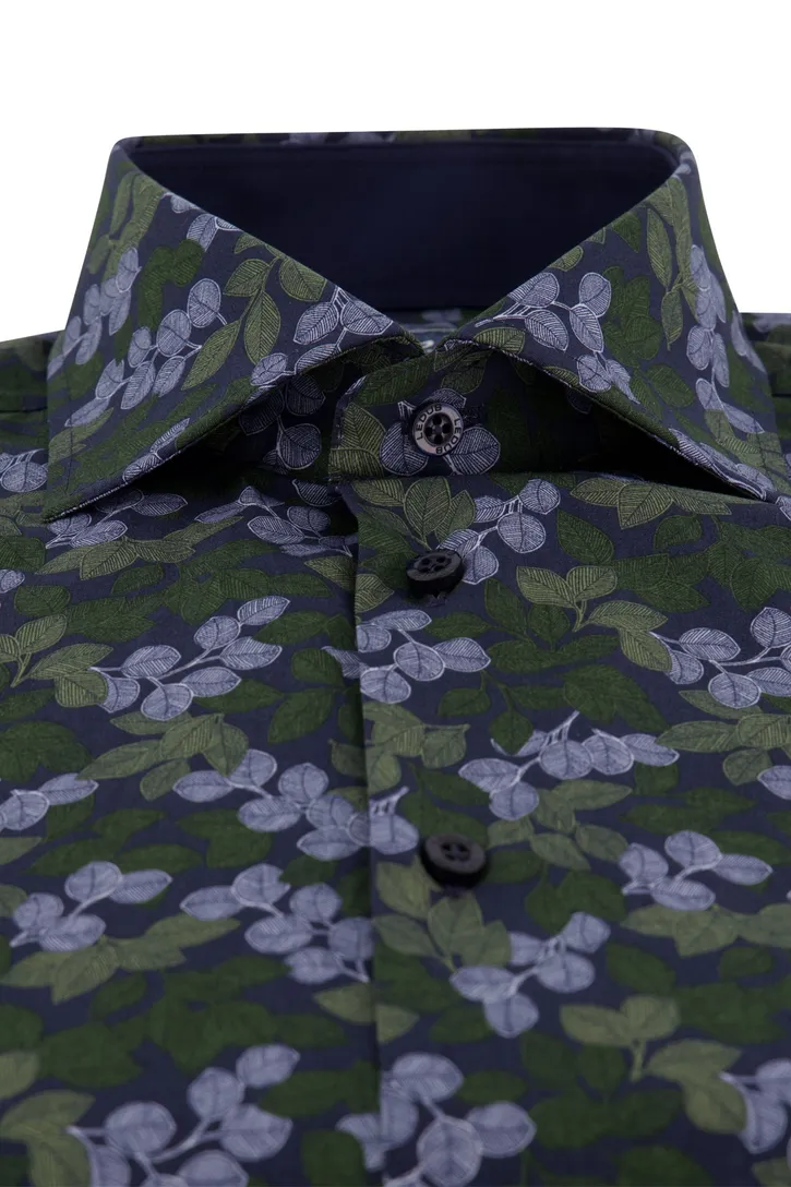 Ledub groen blauw overhemd geprint modern fit