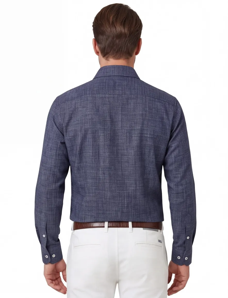 Ledub donkerblauw overhemd modern fit