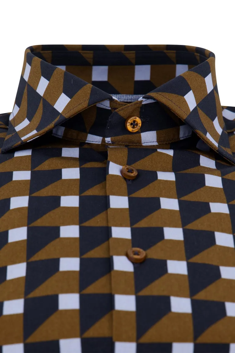 Ledub overhemd bruin modern fit