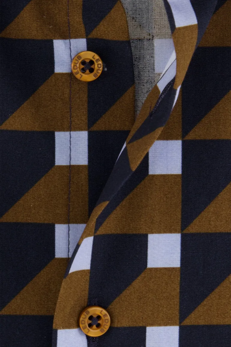 Ledub overhemd bruin modern fit