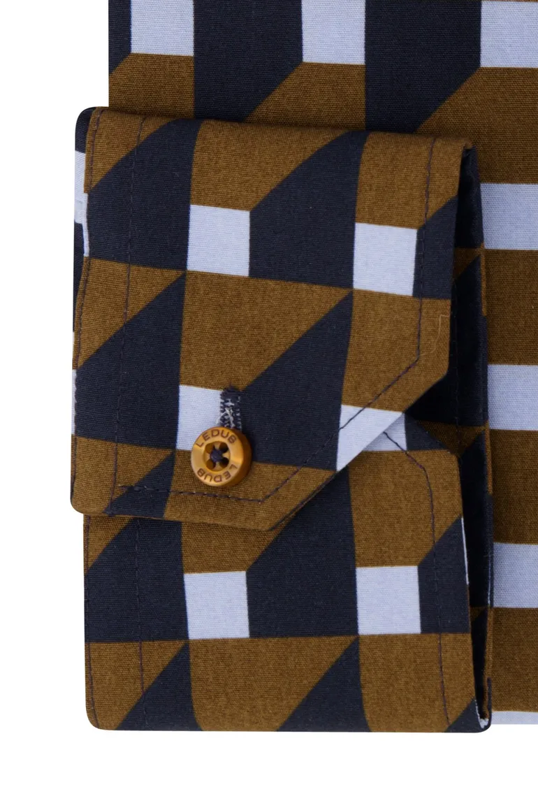 Ledub overhemd bruin modern fit