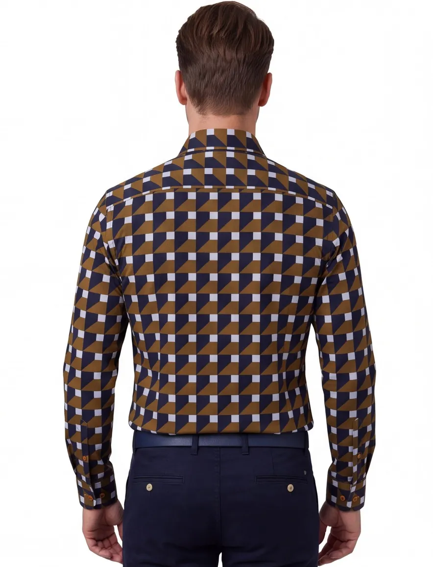 Ledub overhemd bruin modern fit
