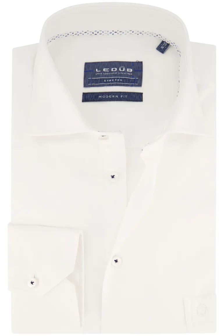 Ledub overhemd wit effen modern fit