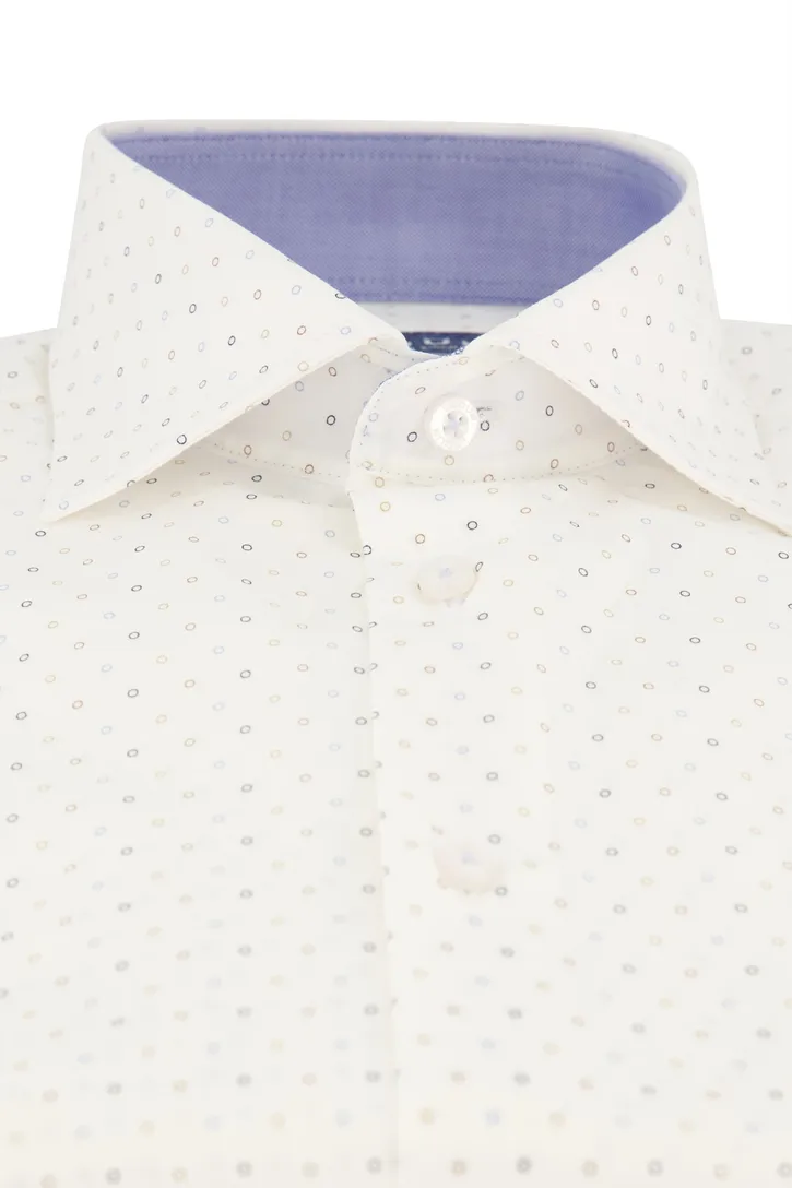 Geprint Ledub overhemd wit modern fit