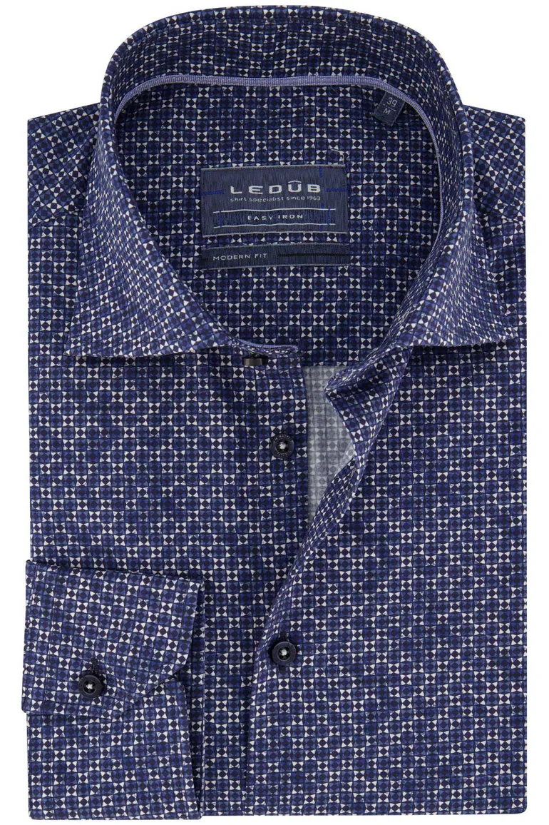 Donkerblauw Ledub overhemd geprint