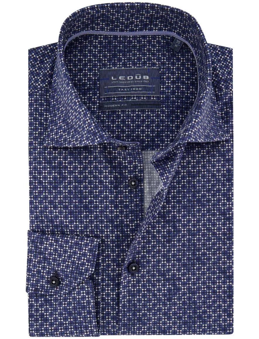 Donkerblauw Ledub overhemd geprint