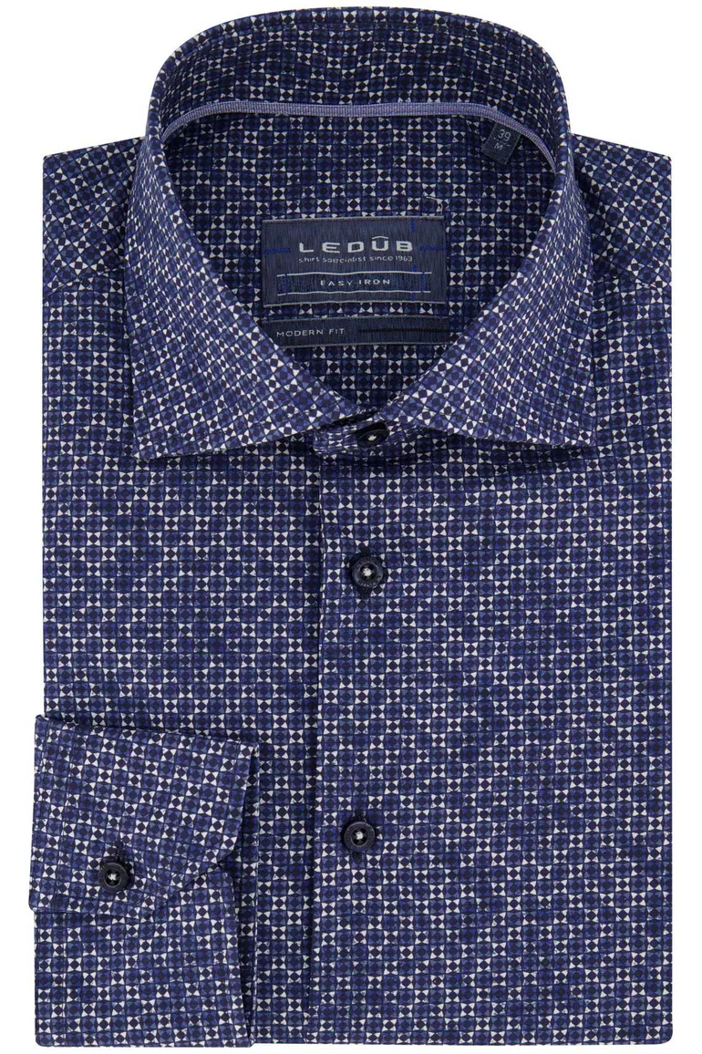 Donkerblauw Ledub overhemd geprint