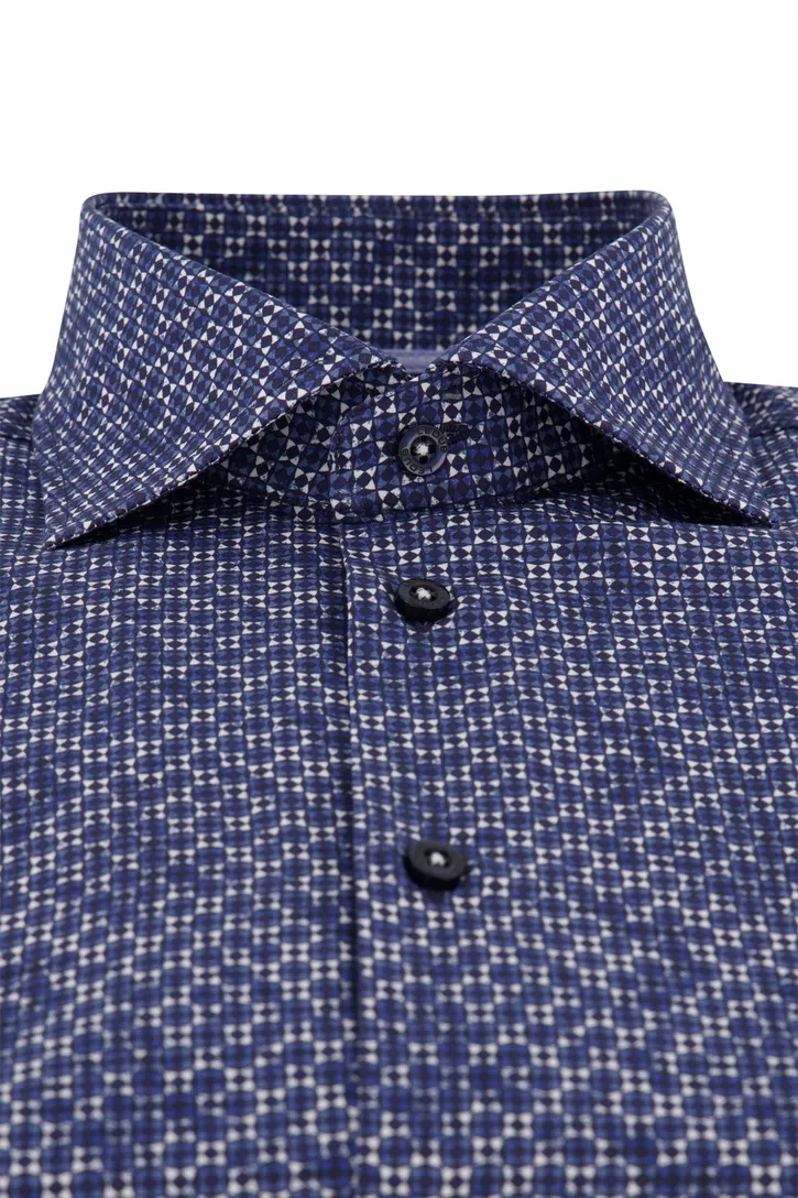 Ledub donkerblauw geprint overhemd