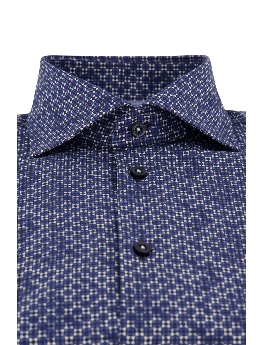 Ledub overhemd donkerblauw geprint