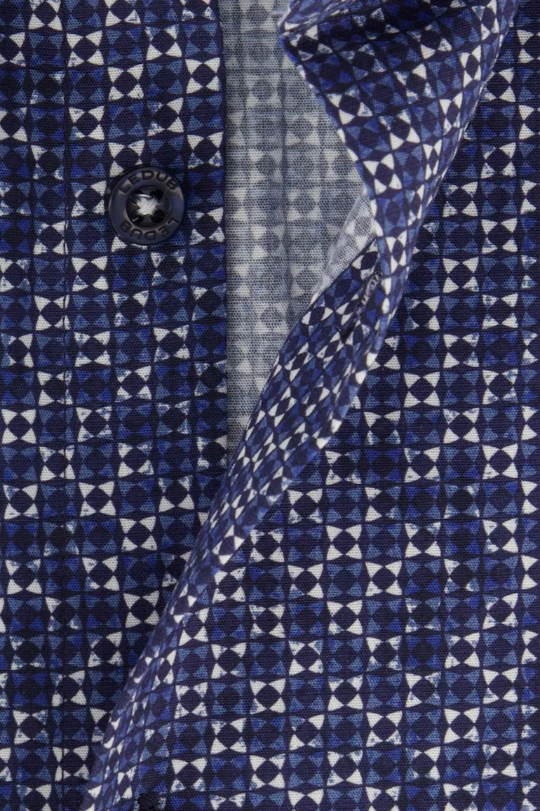 Donkerblauw Ledub overhemd geprint