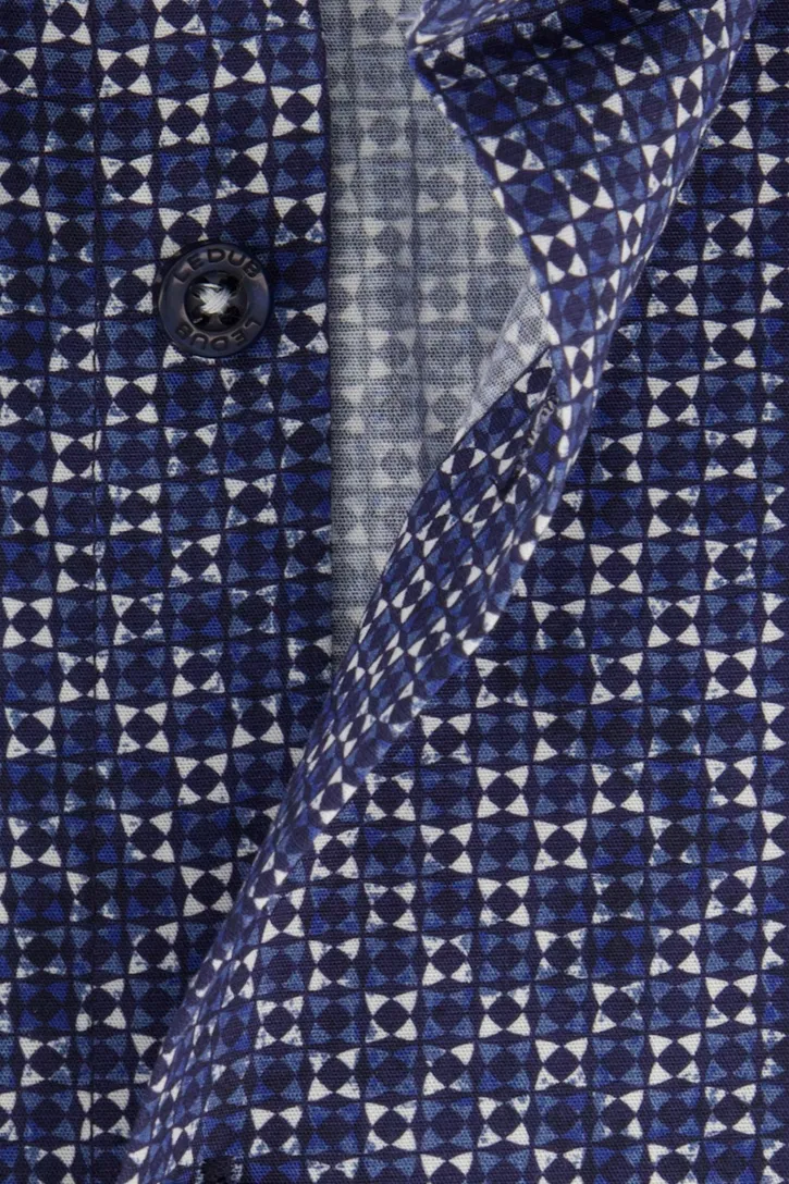 Ledub donkerblauw geprint overhemd