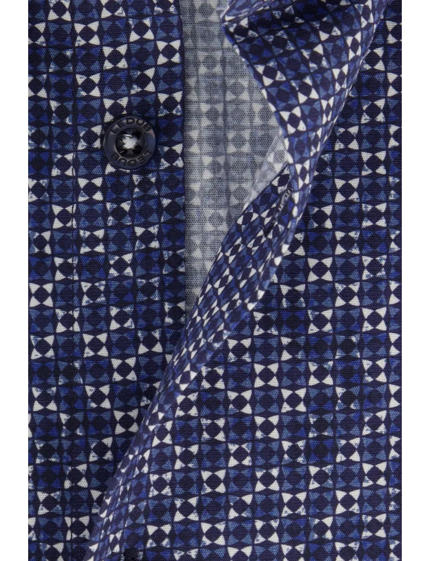 Ledub overhemd donkerblauw geprint