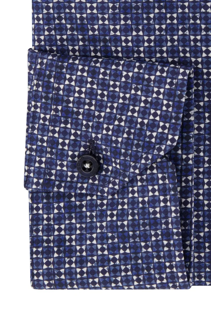 Ledub donkerblauw geprint overhemd