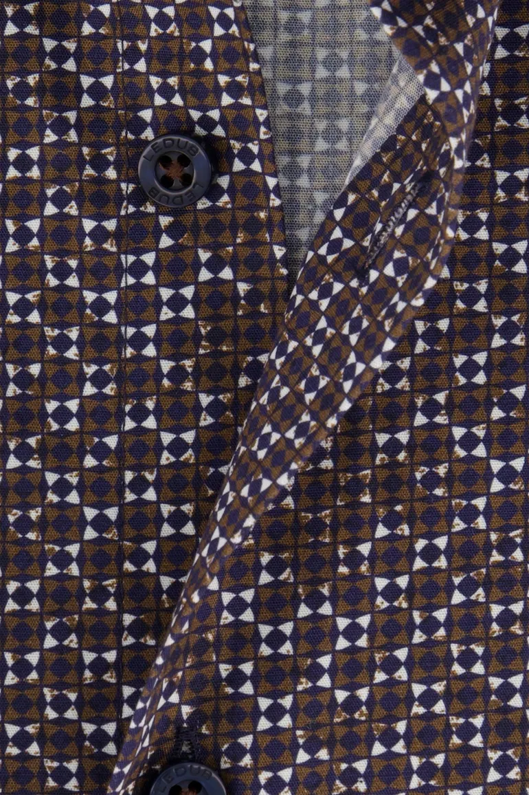 Ledub overhemd donkerbruin modern fit