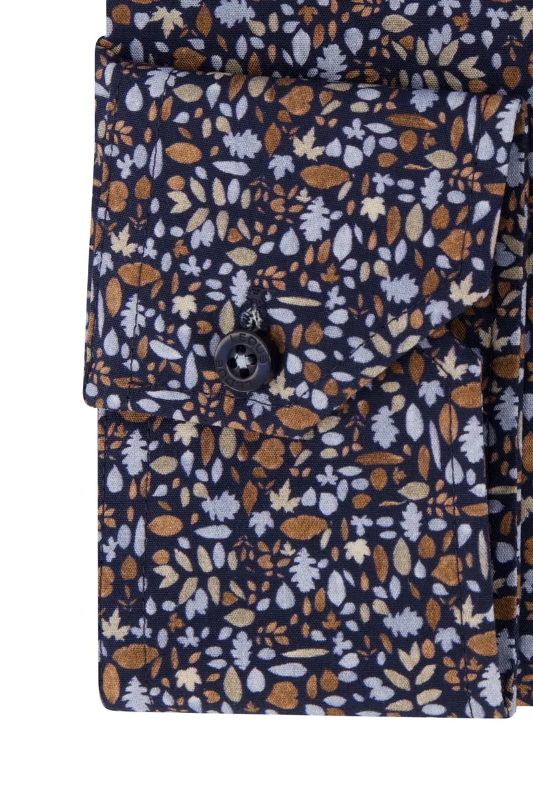 Ledub overhemd bruin blauw geprint