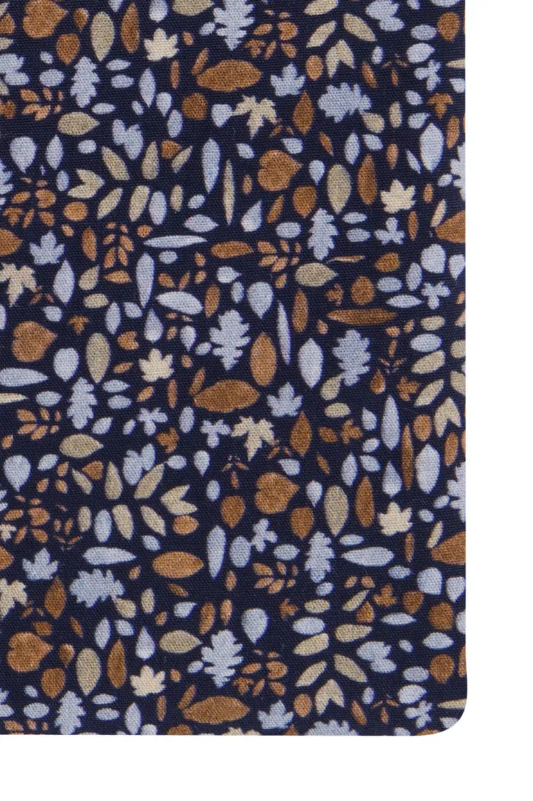 Ledub overhemd bruin blauw geprint