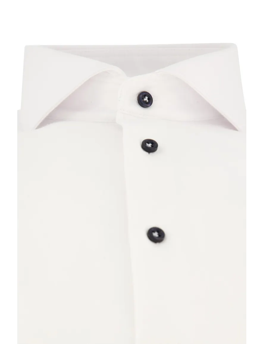 John Miller overhemd mouwlengte 7 Tailored Fit wit katoen