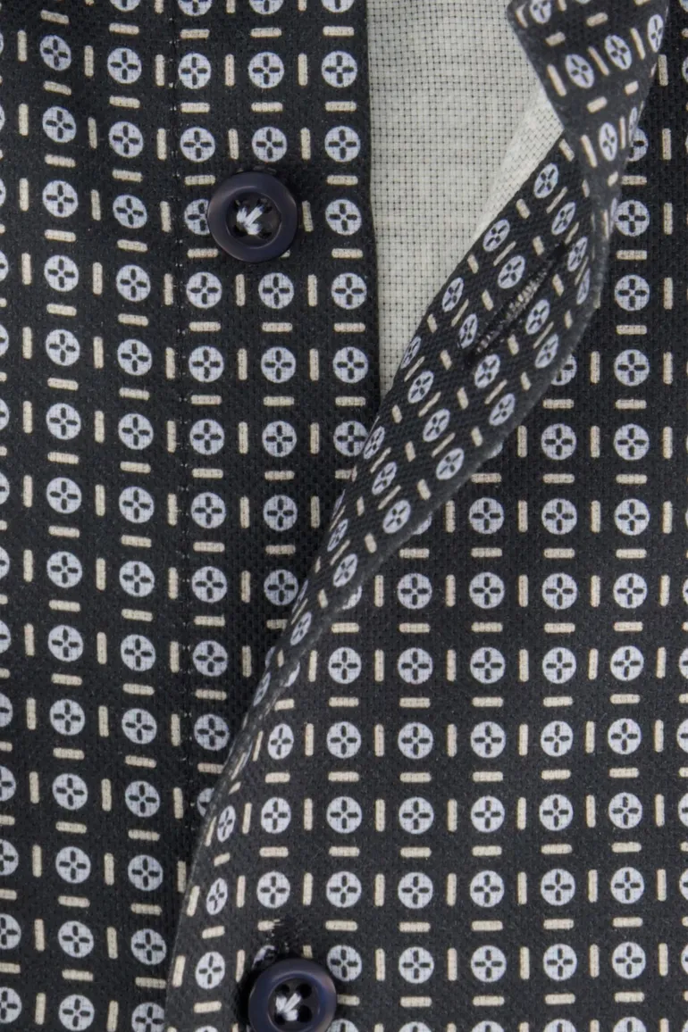 John Miller overhemd zwart geprint tailored fit