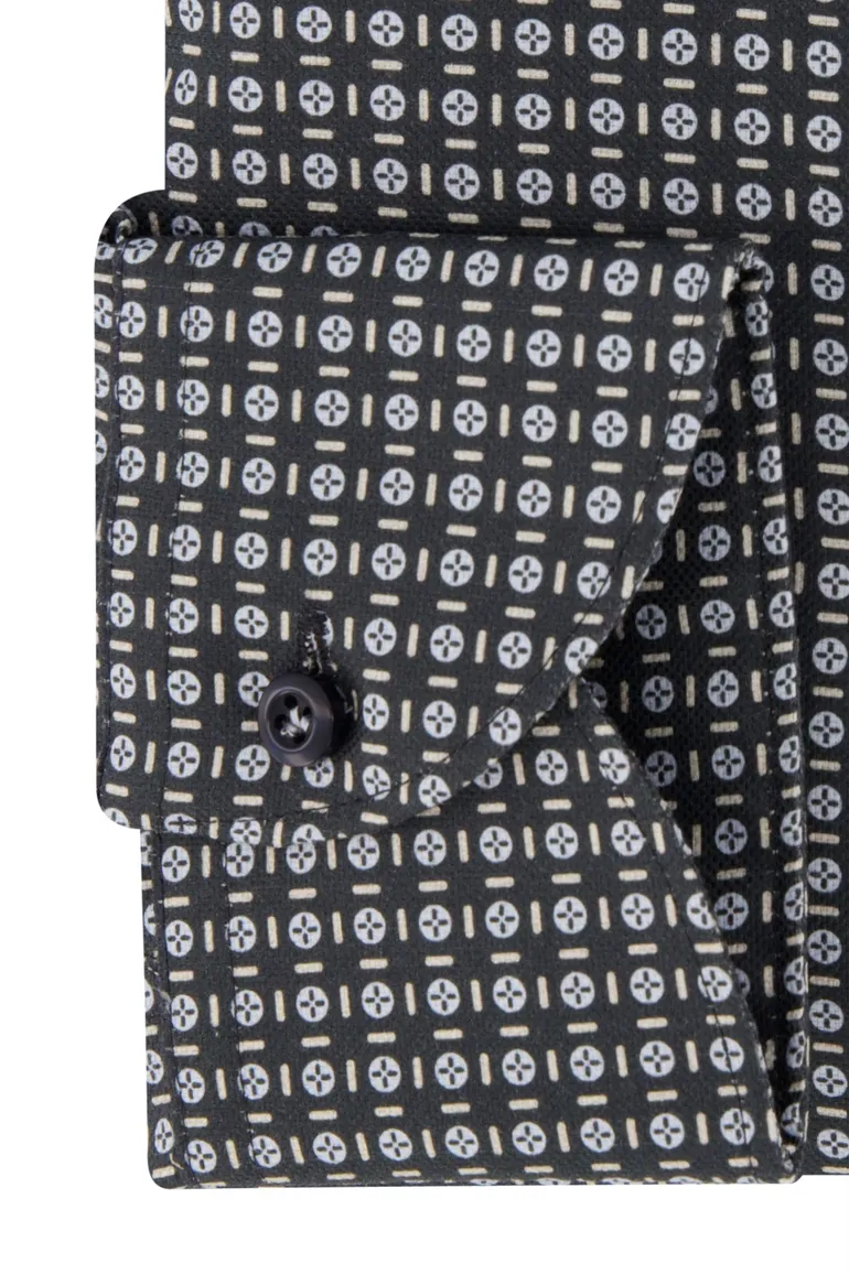 John Miller overhemd zwart geprint tailored fit