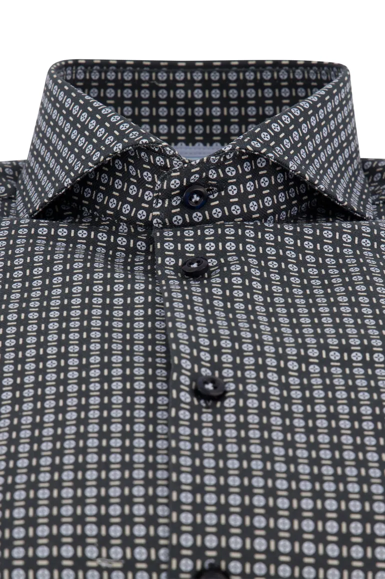 John Miller overhemd zwart tailored fit ml 7