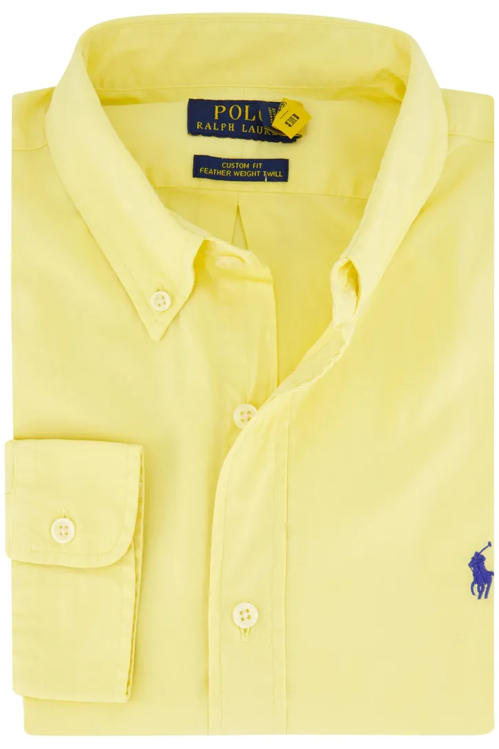 Polo Ralph Lauren casual overhemd normale fit geel effen katoen
