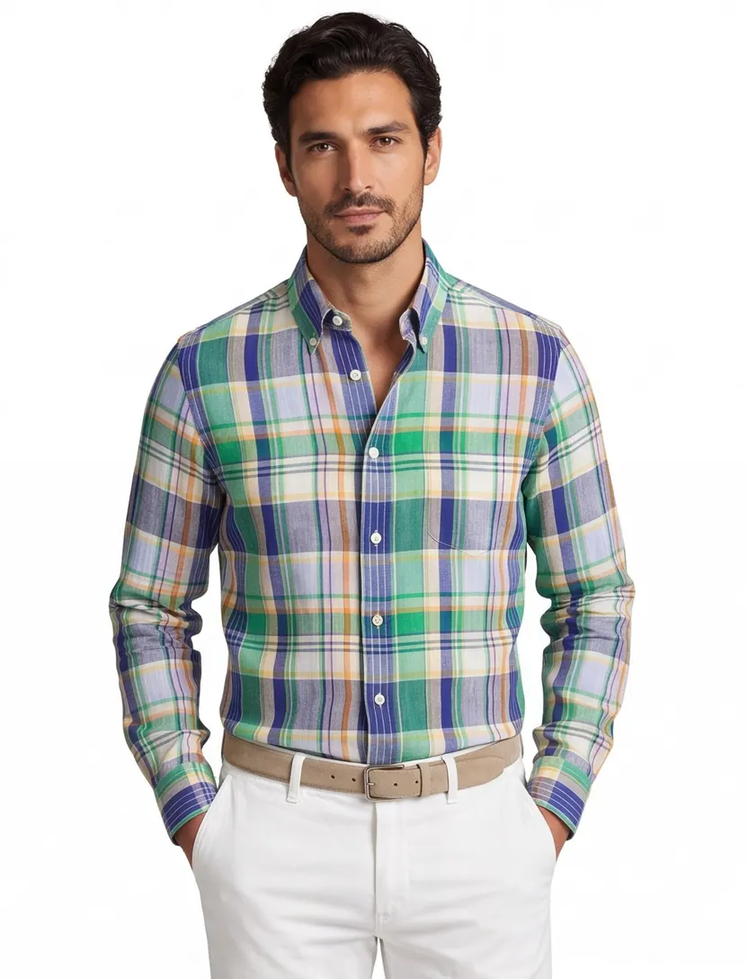 Polo Ralph Lauren overhemd donkerblauw groen geruit