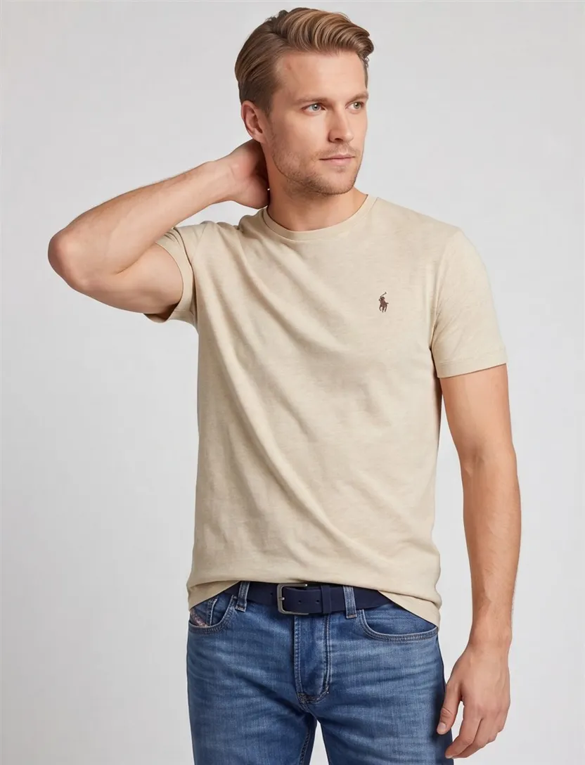 Polo Ralph Lauren t-shirt beige ronde hals normale fit 100% katoen