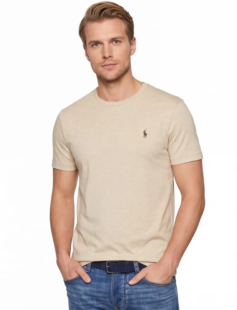 Polo Ralph Lauren t-shirt beige ronde hals normale fit 100% katoen