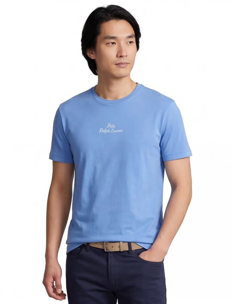 Polo Ralph Lauren t-shirt blauw classic fit wijdere fit met ronde hals